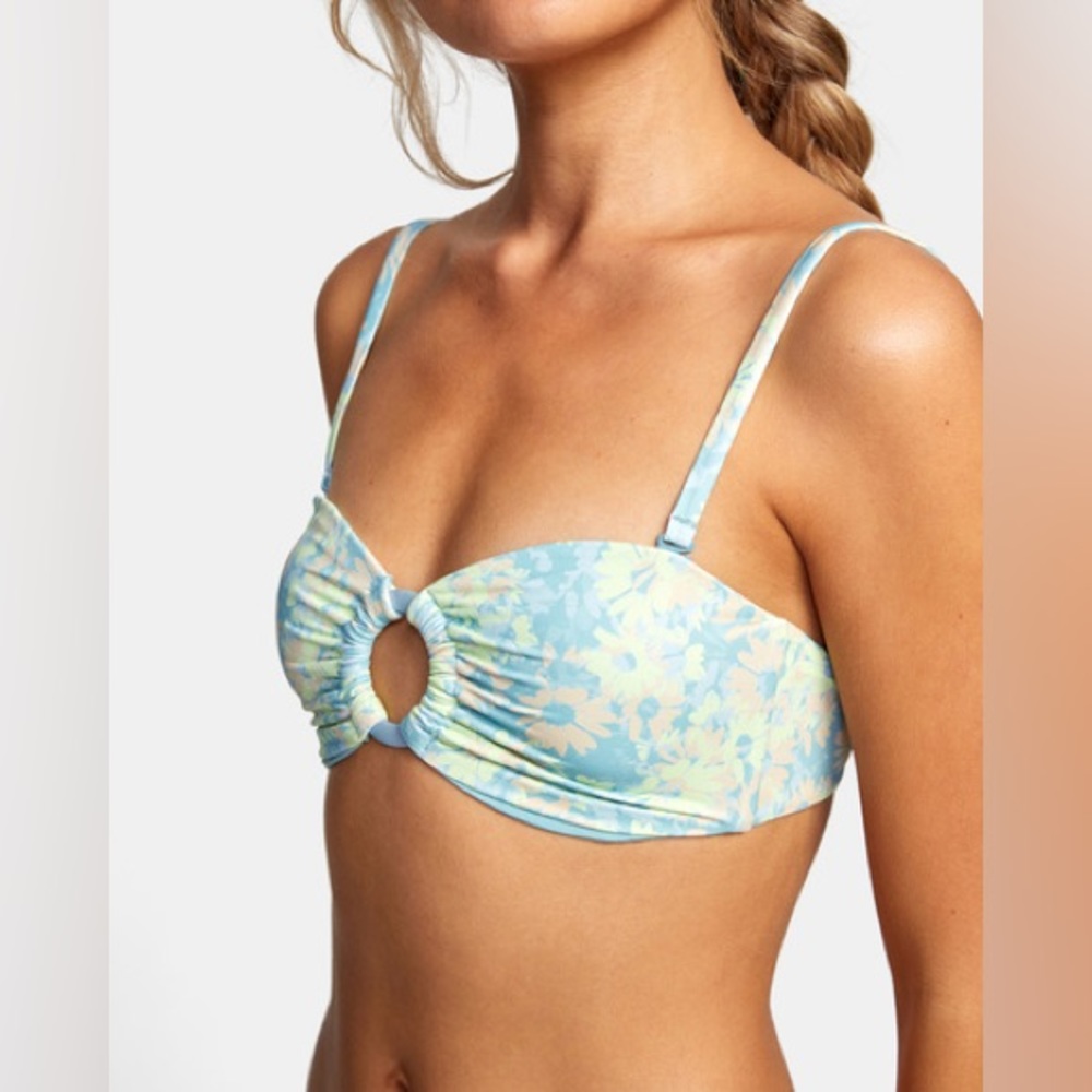 RVCA Field Of Dreams Bandeau Slider Strap Bikini Top XS